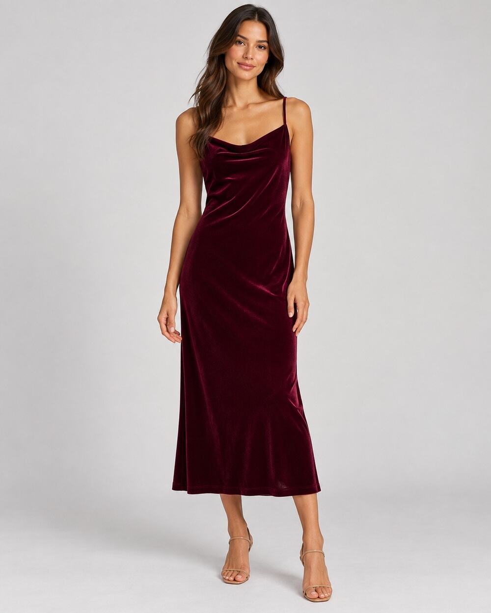 REISS Margot Burgundy Velvet Cowl Neck Slip Dress US 10 NWT